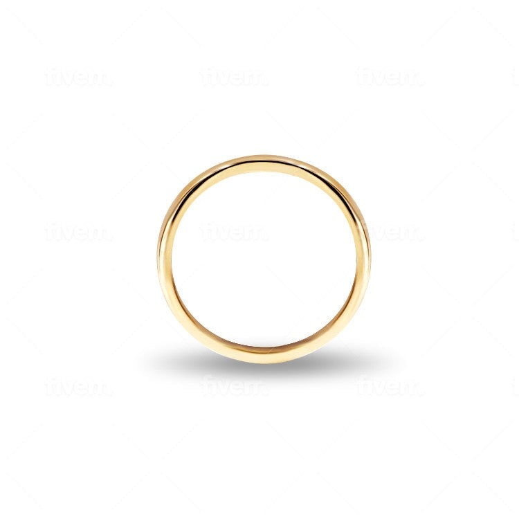 Everspark Maia Gold, Plain Comfort Fit Wedding Band, Side Profile View
