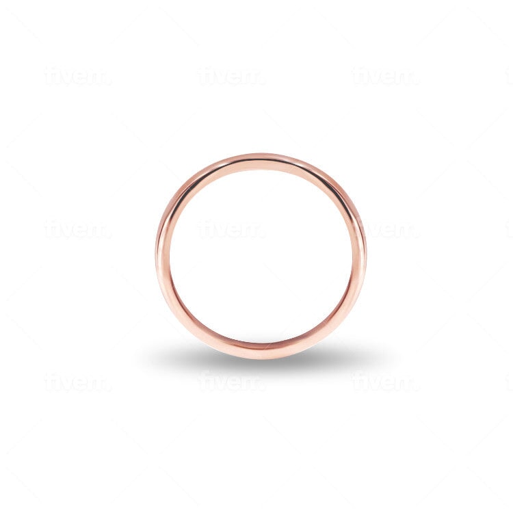 Everspark Maia Rose, Plain Comfort Fit Wedding Band, Side Profile View