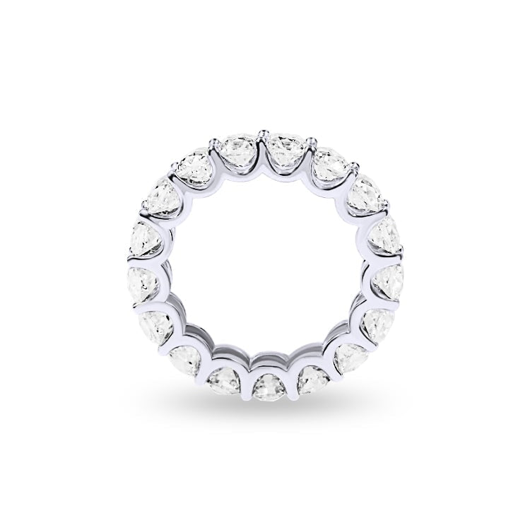 Everspark January White eternity wedding ring with 4mm cushion cut moissanite - side profile view