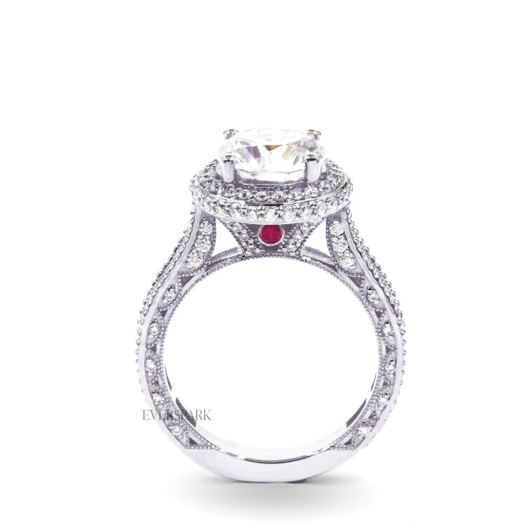Pia Pink Sapphire Platinum Moissanite Sapphire Engagement Ring