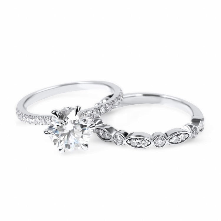 Tameeka White Wedding Ring Sets EversparkAu 